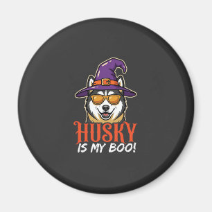 Imã Chapéu de Bruxa do Husky de Halloween é Meu Amor