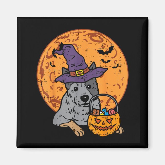 Imã Chapéu de Bruxa Lua Jack O Lantern Halloween (Frente)