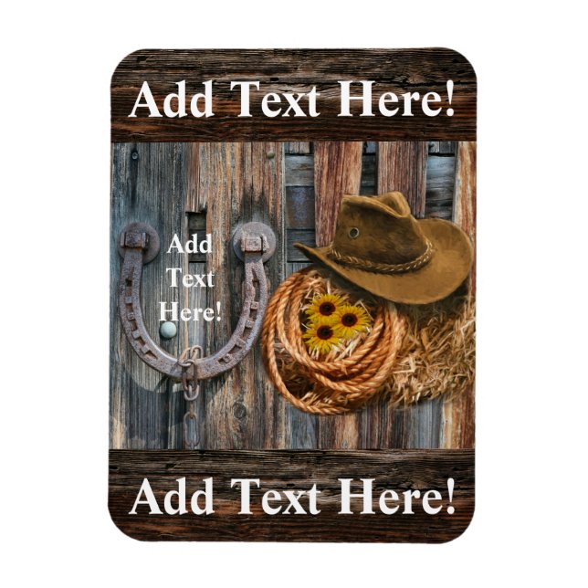 Ímã Chapéu de Cowboy Laço de Ferradura Ocidental (Vertical)