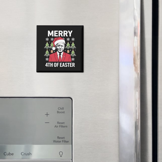 Imã Chapéu de Natal de Joe Biden Merry 4 de Páscoa  (In Situ (Fridge))