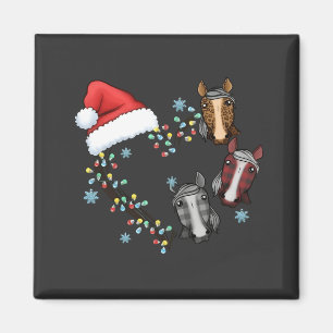 Imã Chapéu de Papai Noel com Cavalos Equestre Papai No