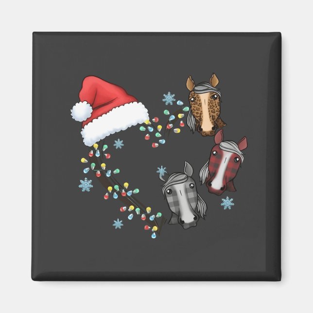 Imã Chapéu de Papai Noel com Cavalos Equestre Papai No (Frente)