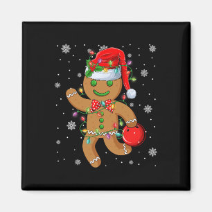 Imã Chapéu de Papai Noel de Pão de Mel Jogando Boliche