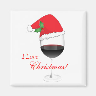 Imã Chapéu do papai noel do azevinho do vinho tinto e
