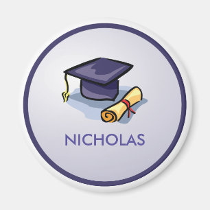 Imã Chapéus de graduação em ar, presente redondo pe