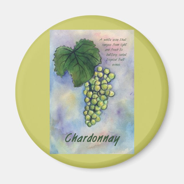Imã Chardonnay Wine Graphics & Description Magnet (Frente)