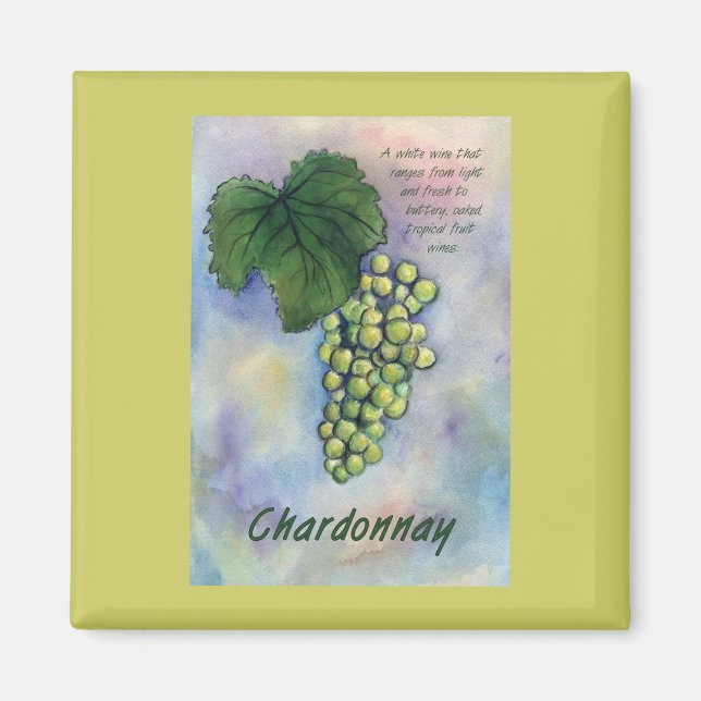 Imã Chardonnay Wine Graphics & Description Magnet (Frente)