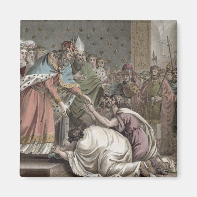 Imã Charlemagne (742-814) recebe os embaixadores do (Frente)