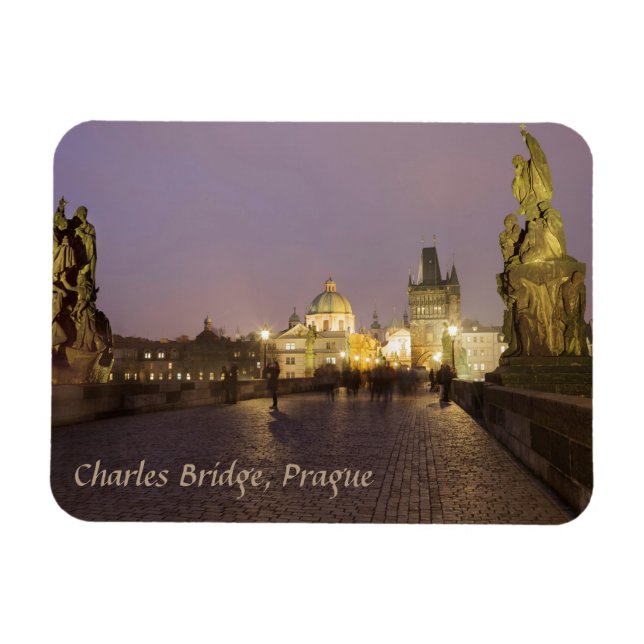 Ímã Charles Bridge, foto do souvenir de Praga (Horizontal)
