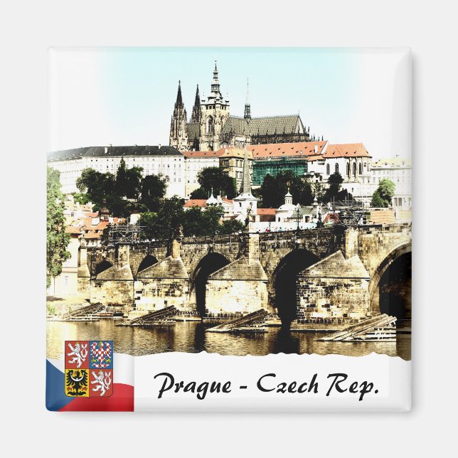 Imã Charles Bridge, Prague Magnet, Castle Panorama (Frente)
