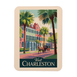 Ímã Charleston South Carolina Illustration Viagem Art