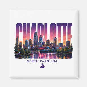 Imã Charlotte Carolina do Norte Silhueta da Cidade Nom