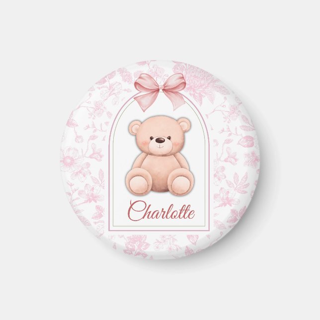 Imã Charlotte | Design de Enfermeiro de Urso Rosa Pers (Frente)