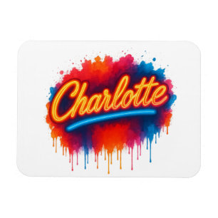 Ímã Charlotte Neon Script - Design de abertura de arte