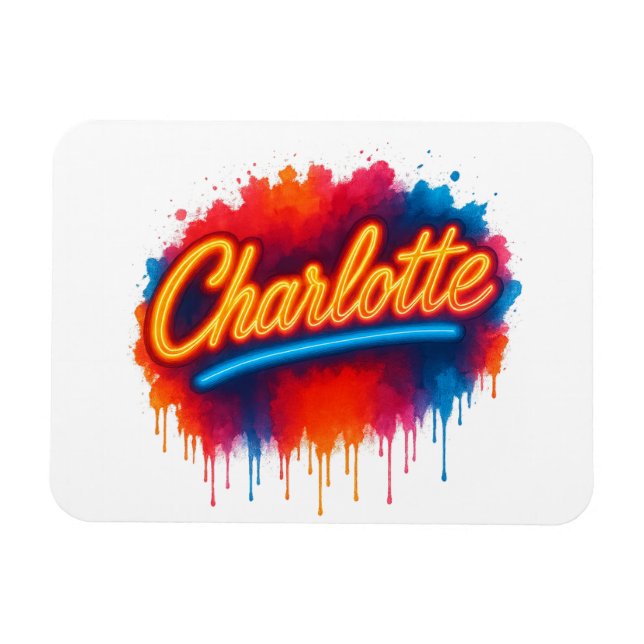 Ímã Charlotte Neon Script - Design de abertura de arte (Horizontal)