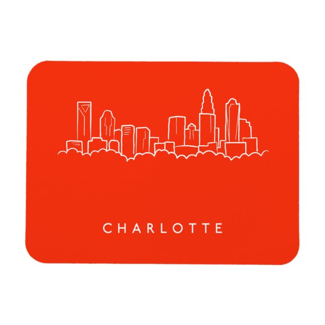 Ímã Charlotte, North Carolina City Skyline (Horizontal)