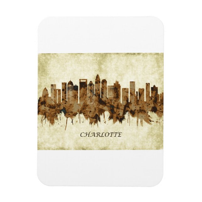 Ímã Charlotte North Carolina Cityscape (Vertical)