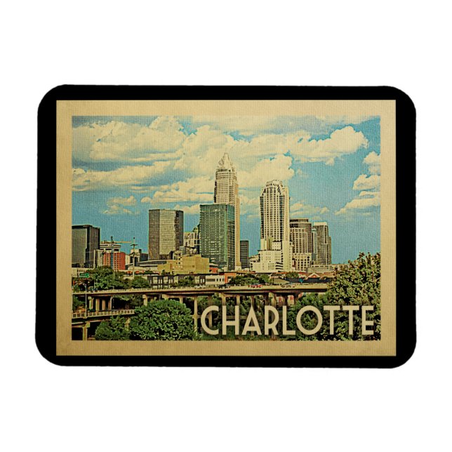 Ímã Charlotte North Carolina Viagens vintage (Horizontal)