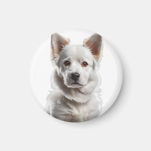 Imã Charming White Shepherd Puppy Portrait (Frente)