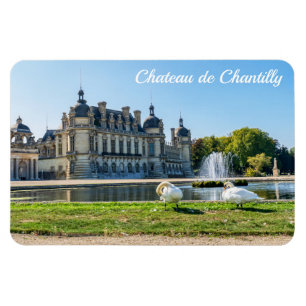 Ímã Chateau de Chantilly, fonte e dois cisnes