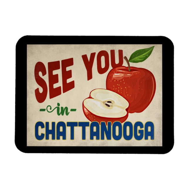 Ímã Chattanooga Tennessee Apple - Viagens vintage (Horizontal)