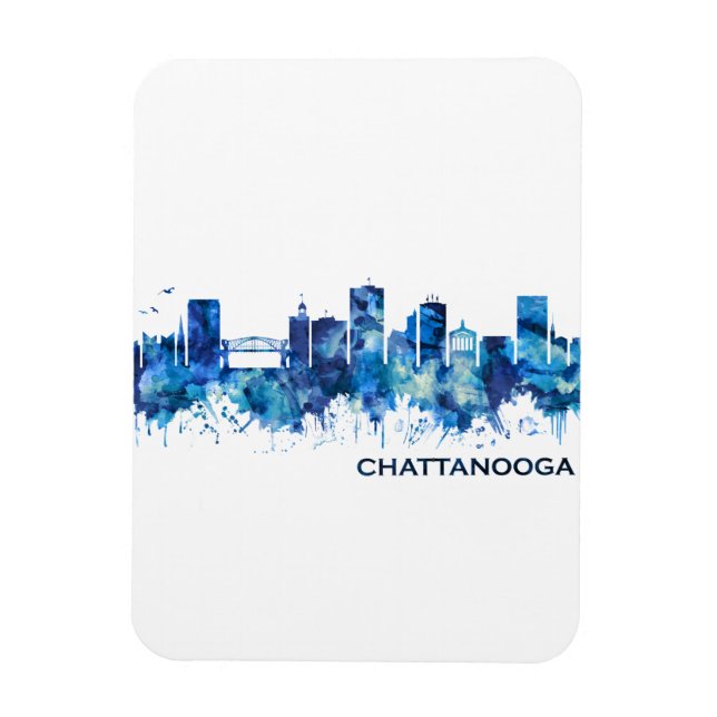 Ímã Chattanooga Tennessee Skyline Blue (Vertical)