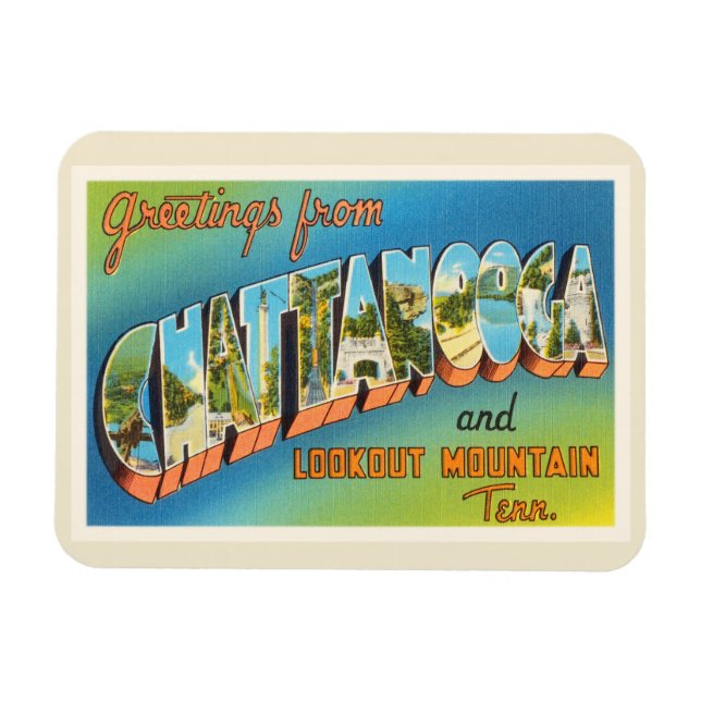 Ímã Chattanooga Tennessee TN Viagens vintage Souvenir (Horizontal)