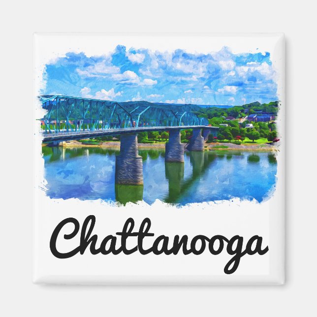 Imã Chattanooga Tennessee Watercolor (Frente)