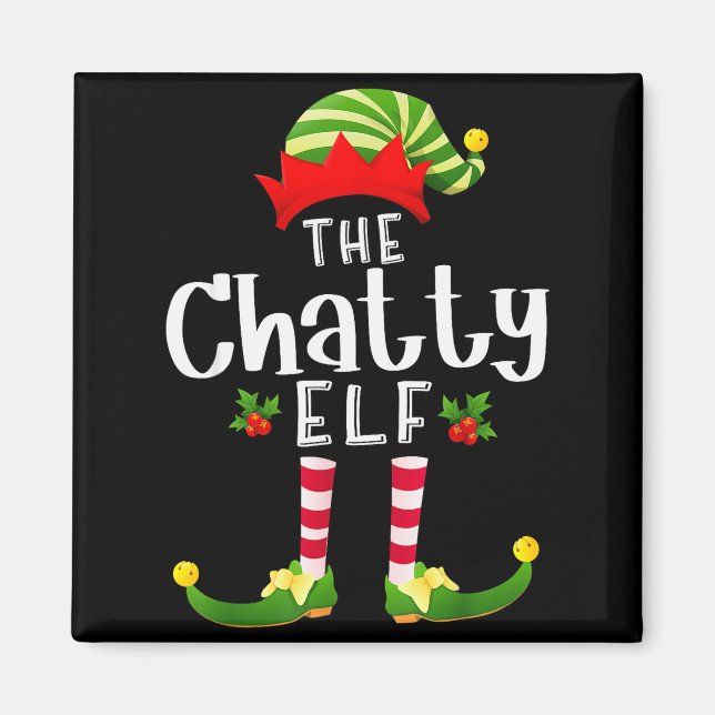 Imã Chatty Christmas Elf Matching Pajama X-mas Party  (Frente)