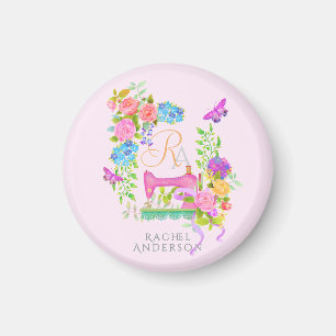 Imã Chaveiro cor-de-rosa com fita de costura
