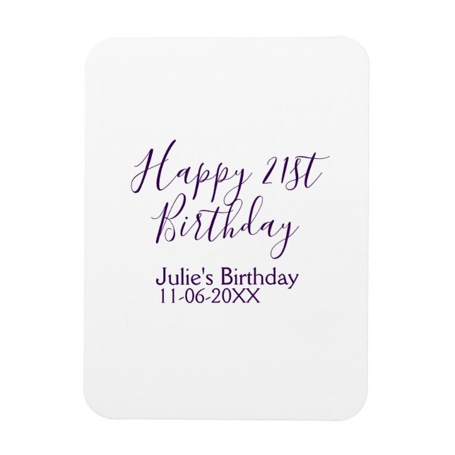 Ímã Chaveiro de data de aniversário de 21 anos feliz r (Vertical)
