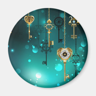 Imã Chaves de Esqueleto Anticas em Fundo Verde