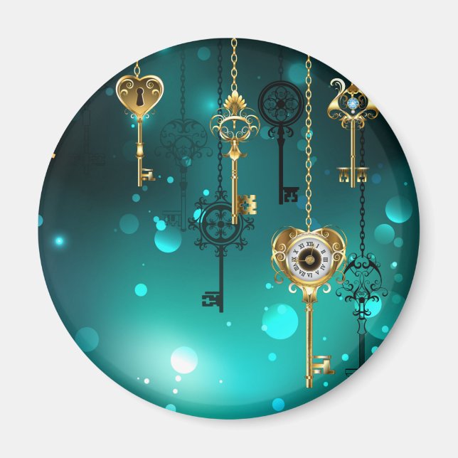 Imã Chaves de Esqueleto Anticas em Fundo Verde (Frente)