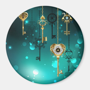 Imã Chaves de Esqueleto Anticas em Fundo Verde