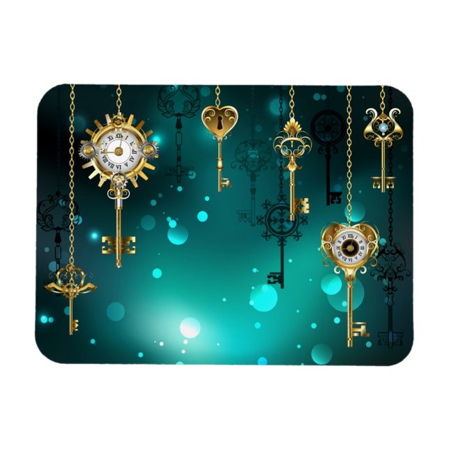 Ímã Chaves de Esqueleto Anticas em Fundo Verde (Horizontal)