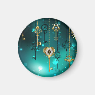 Imã Chaves de Esqueleto Anticas em Fundo Verde