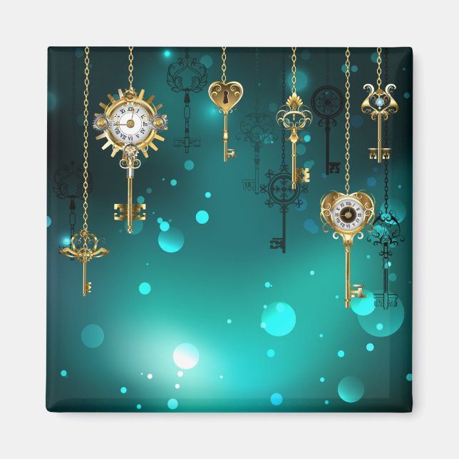 Imã Chaves de Esqueleto Anticas em Fundo Verde (Frente)