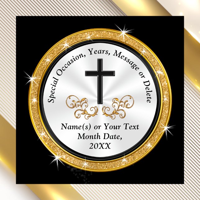 Imã Cheap Black, White, Gold, Church Party Favors (Cheap gifts for church members. Personalized church gifts. Church anniversary party favors. Black.)
