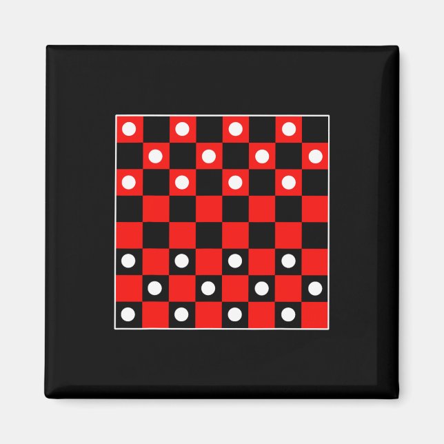 Imã Checkboard Checker Conselhos Jogos Pretos E Vermel (Frente)