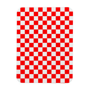Ímã Checkerboard vermelho e branco clássico por STayl