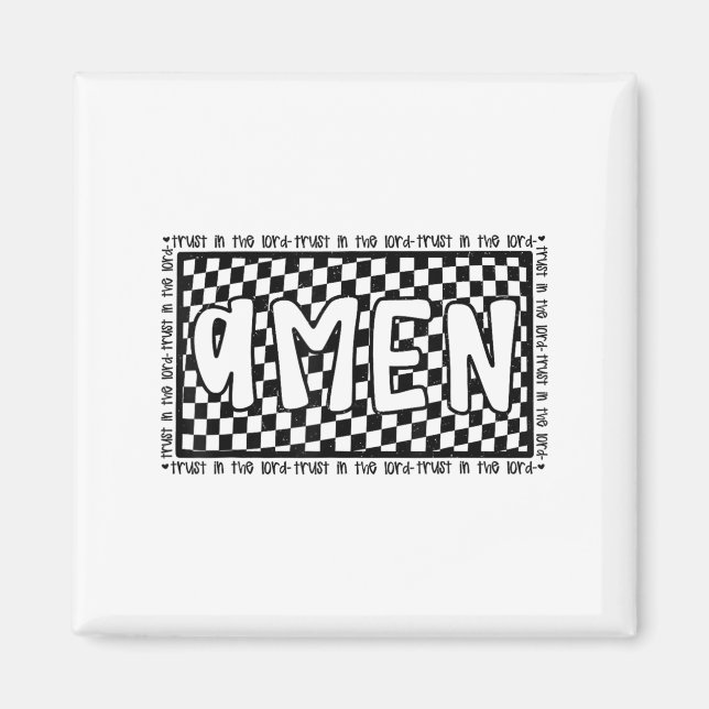 Imã Checkered Amen Vintage Jesus Bible Verse Christian (Frente)