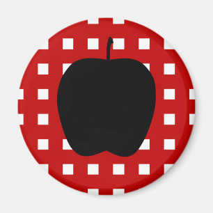Imã Checkered vermelho com silhueta de Apple