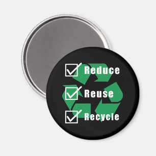 Imã Checklist para o ambientalismo Reduzir Reciclar de