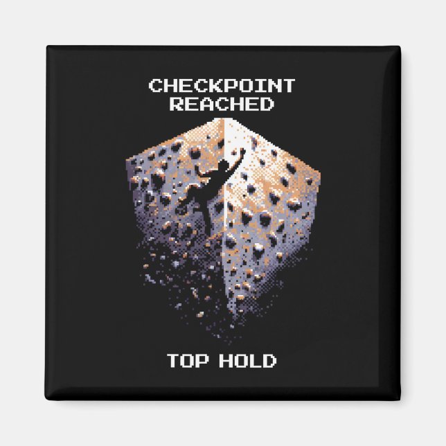 Imã Checkpoint Atingido – Pixel Art de Escalada Top Ho (Frente)