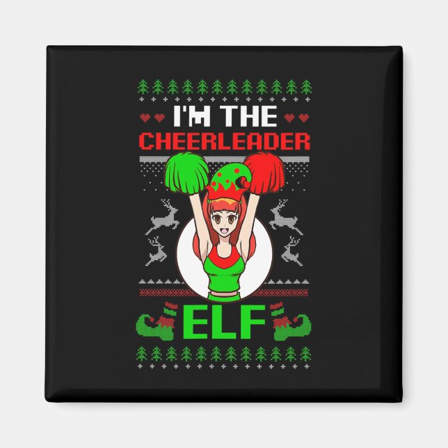 Imã Cheerleader Elf Design Christmas Cheerleading  (Frente)