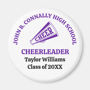 Imã Cheerleader Personalizada do Ensino Médio Roxo