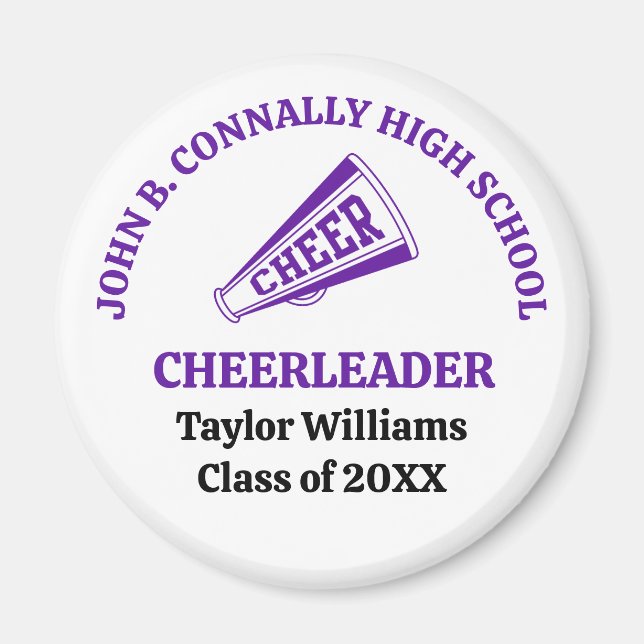 Imã Cheerleader Personalizada do Ensino Médio Roxo (Frente)