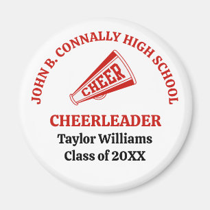 Imã Cheerleader Personalizada do Ensino Médio Vermelha