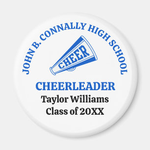 Imã Cheerleader Personalizado do Ensino Médio Azul