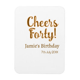 Ímã Cheers forty orange brown calligraphy birthday nam